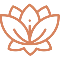 Stylized lotus flower on black background.