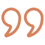 Orange quotation marks on black background.